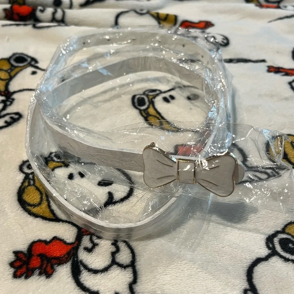 Kids White Bow Belt